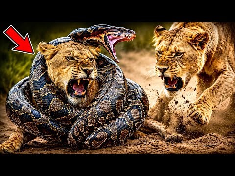 Savage Lion vs Giant Python Fight – Who Will Survive? 🐍🦁 