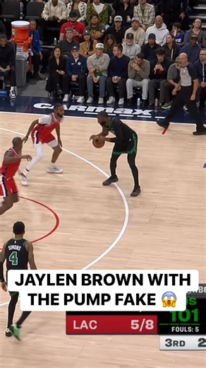 Jaylen Brown pump fakes then knocks down the triple for 39 PTS! BOS-LAC • NBA TV Tap to watch ➡️ https://www.nba.com/how-to-watch-game-redirect/0022500493?partnerRef=NBA&platform=Facebook&surface=Post | NBA