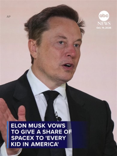 Elon Musk has said he plans to give every American child one share of his company SpaceX, a pledge that could amount to over $10 billion. ABC News' Andrew Dymburt has the latest.