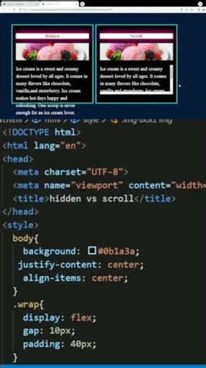 Overflow Hidden vs Scroll | CSS Explained in 30 Seconds 🔥