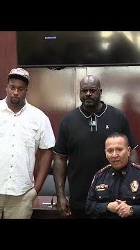 Shaquille O’Neal offers support to Kemah PD's 7'3" tall cadet