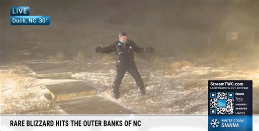 Rare blizzard conditions are slamming the North Carolina Outer Banks with wind gusts up to 40 mph. See the impacts of Winter Storm Gianna live with Jim Cantore: | The Weather Channel