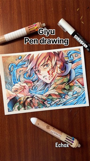 Giyu pen drawing demon slayer #art #pendrawing #artist #demonslayer #giyu