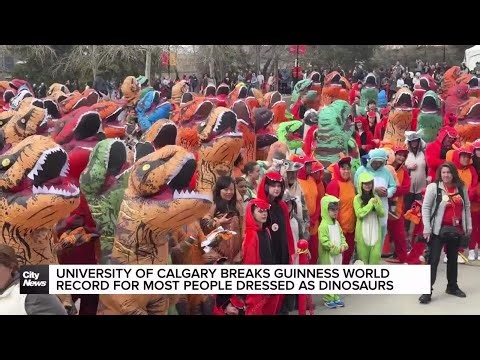 University of Calgary breaks Guinness World Record for most people dressed as dinosaurs