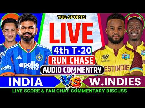 🔴 IND v WI 4th T20 Match || IND BAT RUN CHASE || IND v WI 4TH T20 Live Scorecard And Audio chat 🎤