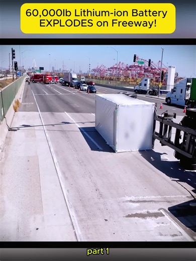 60,000lb Lithium-ion Battery EXPLODES on Freeway!#fentysuperbrandday #viral #wrecker #rotator #recovery #towing