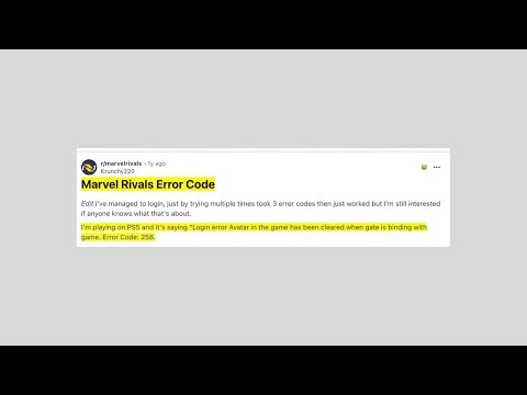 How To Fix Marvel Rivals Error Code 258?