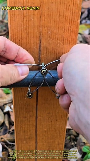 GENIUS Wire & Screw Trick to Secure Metal Pipe to Wood | Simple DIY Fastening Hack