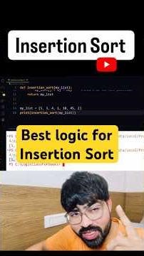 Insertion Sort code in python. Best #code for #insertionsort in #python #coding #ai #education logic
