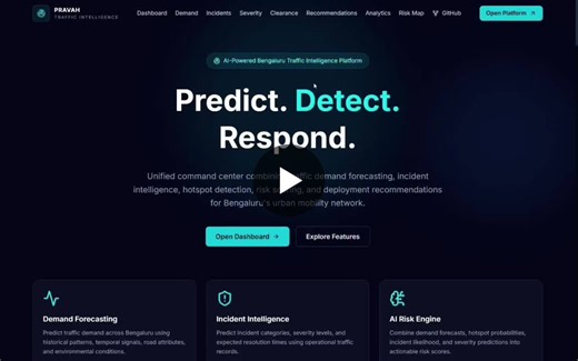 #ai #machinelearning #trafficmanagement #datascience #python #fastapi #nextjs #catboost #hackathon #gridlockhackathon #webdevelopment #opensource #smartcities #trafficintelligence | Utkarsh Tripathi
