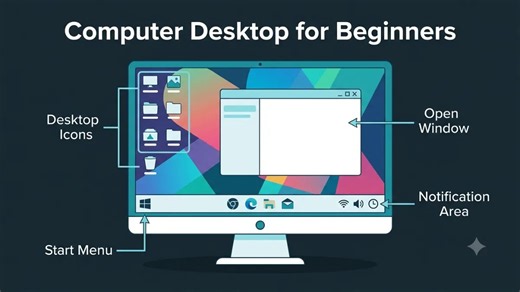 What Is a Computer Desktop? Icons, Taskbar, Start Menu and Windows