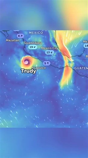 Wind model loop showing Hurricane Trudy near Mexico's Pacific coast, followed by a possible new storm forming south of Mexico next week. The National Hurricane Center gives that area a 70 percent chance of development over the next seven days, with a tropical depression likely in the latter half of next week. If it becomes a named storm, it would be Vance. Model forecasts can change. Follow for more hurricane updates. #hurricane #hurricanes #extremeweather #weathertok #weather
