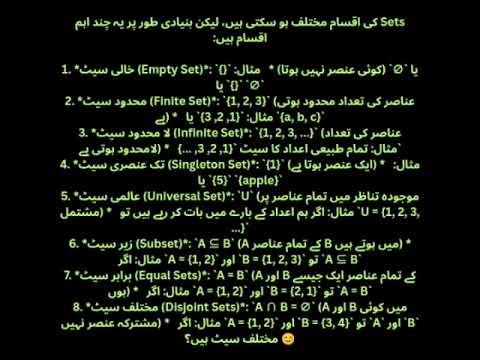 Types of Sets|Empty Set|singleton set| Finite set| infinite set| Equal sets|proper sets