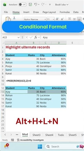 How to use conditional formatting formula excel tricks #computer #excelshortcuts #excel #exceltips