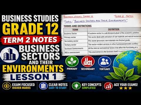 Business Studies G12 Term 2 Notes Business sectors and their environments LESSON 1