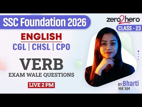 SSC English Classes 2026 | Verb | SSC CGL/CHSL/CPO English Class By Bharti Mam