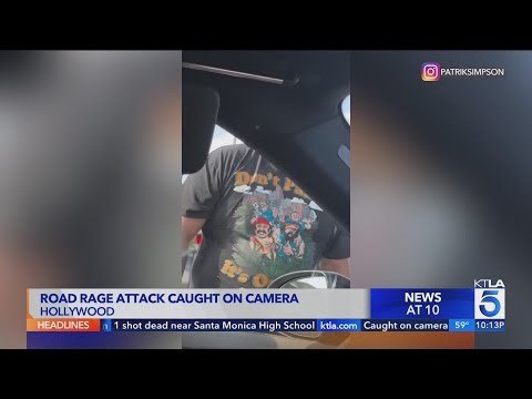 Hollywood road rage attack caught on camera