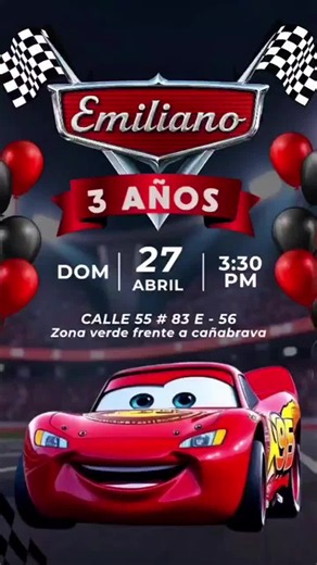 Tarjetas de cars | Cars para niños, Invitaciones de cumpleaños de autos, Invitación cars