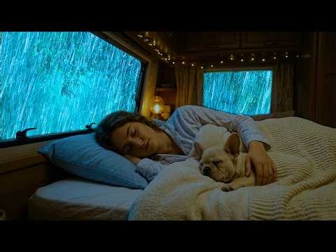 Rain Sounds for Sleeping ⚡ Soft Rain, Dark Forest, and Gentle Thunder on a Car Roof for Calm Sleep
