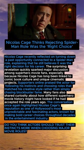 Nicolas Cage Explains Spider-Man Decision #nicolascage #spiderman #hollywood #shorts #viralshorts