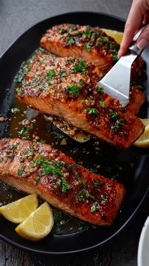 🐟🧄 Garlic Butter Salmon Fillets | Juicy Pan-Seared Salmon with Lemon Herb Sauce