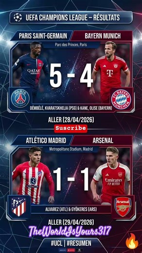 9 GOALS?! 🤯 THE CRAZIEST SEMI-FINAL IN HISTORY! PSG 5-4 Bayern | Atletico 1-1 Arsenal #uclsemifinal