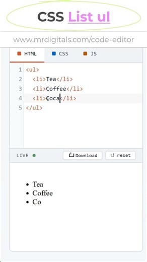 CSS List #csstutorial #htmltutorial #coding