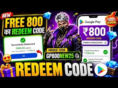 ₹800 KA REDEEM CODE | FREE GOOGLE PLAY REDEEM CODE | REDEEM CODE
