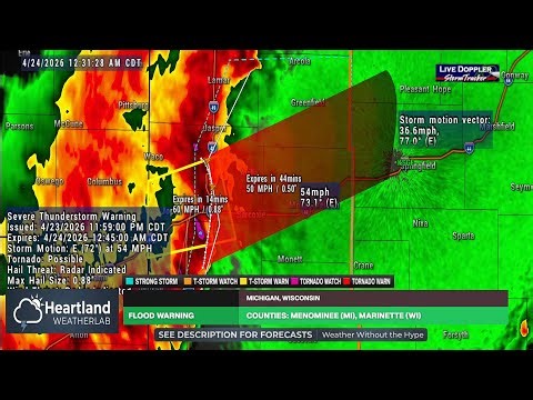 Tornado & Thundertorm Tracking: Oklahoma, Missouri, and Iowa - April 24, 2026