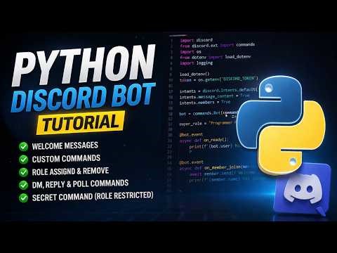 Python Discord Bot Tutorial (2026) | Roles, Commands, DM, Polls + Secret Command
