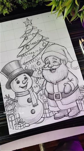 Merry Christmas Drawing✍️🎄Santa Claus Drawing With Snowman⛄😍 #shorts #drawing #christmas #santaclaus