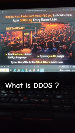 What is DDOS ATTACK Explained in one minute in hindi #botnet #cybersecurity #beforeaclick #ddos #dos