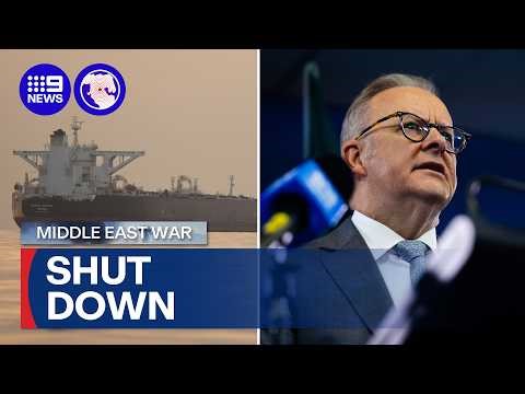 Iran shuts down the Strait of Hormuz again | 9 News Australia