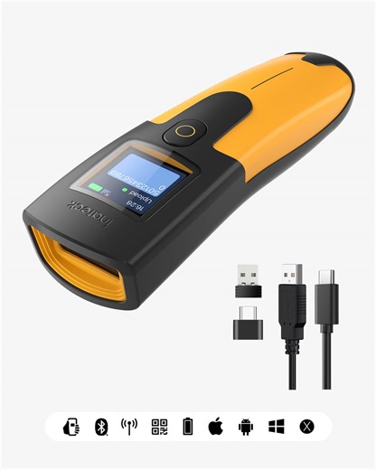 2D Wireless Barcode Scanner with 1.4" TFT Screen, 2600mAh Battery, Fast Linear Code Scanning, Nano 260D