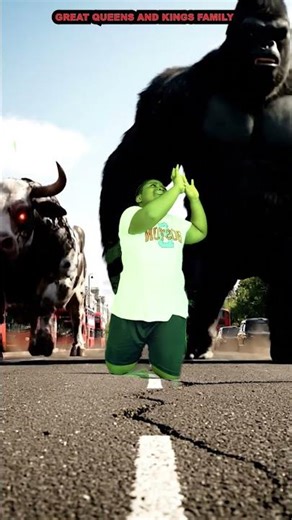 Marvelous Funny King Kong Gorilla monkey color blue red dancing polish cow chase india cow Hulk wala