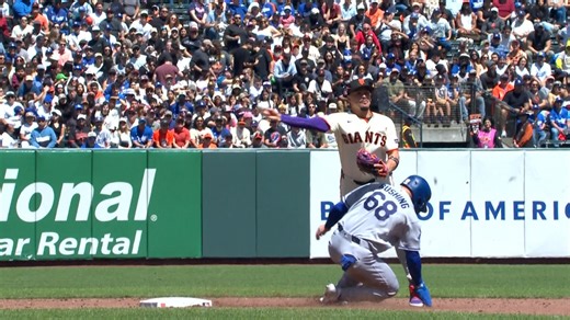 Dalton Rushing slides hard into Willy Adames