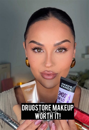 Drugstore makeup that’s actually worth it 👀 Save this for your next run 🛒✨ Products used (in order): @Hard Candy Smooth Lock Primer @loréal paris usa Lumi Glotion @Milani Cosmetics Conceal Perfect Blur Out Skin Tint @essence.cosmetics Correct & Conceal (Medium) L’Oréal Skin Ink Concealer (130) @KIKO Milano Sculpting Touch Contour KIKO Milano Silky Glow Baked Bronzer @Catrice Cosmetics Soft Glam Baked Blush @Physicians Formula Mineral Wear Diamond Dust Catrice Bright & Blur Setting Powder (Soft