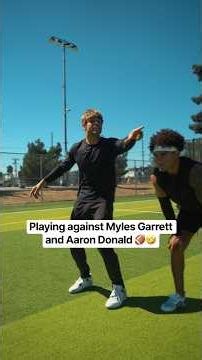 Playing against Myles Garrett and Aaron Donald 🏈🤣 #nfl #aarondonald #snl #comedyshorts