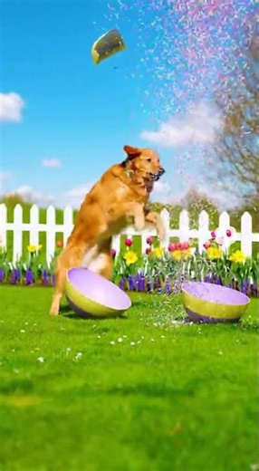 Exploding Easter egg prank #pets #goldenretreiver #easter
