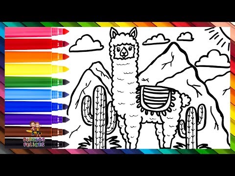 Dibuja y Colorea Una Linda Llama 🌵🦙🌵🌈 Dibujos Para Niños
