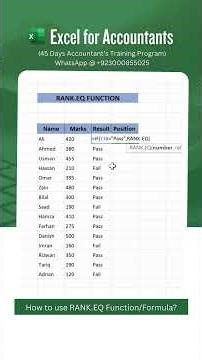 How to use RANK EQ Function/Formula in Excel?