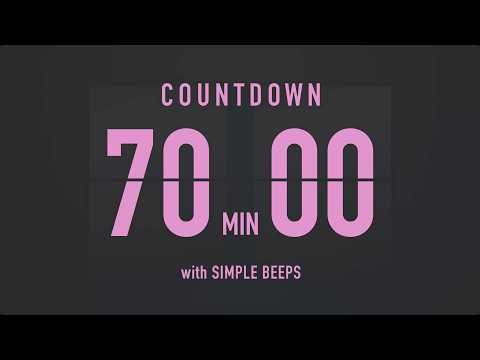 70 Minute Countdown Timer ⏳ Flip Clock with Simple Beeps 💕🖤