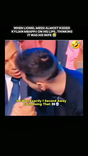 Lionel Messi Almost Kisses Kylian Mbappé, Mistaking Him For His Wife Antonela #messi #mbappe#shorts