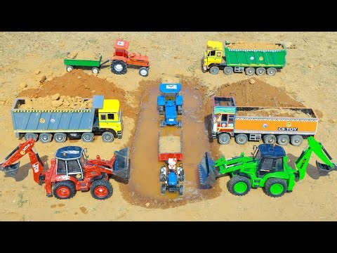Cartoon Jcb 3dx Backhoe Loading Mud Sand Tractor | Ashok Leyland Accident Pulling JCB 5CX ? CS Toy