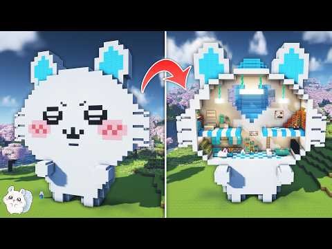 ⛏️ Minecraft Tutorial :: How to build a Momonga House (Chiikawa) 🤍 [마인크래프트 치이카와 모몽가 모양 집짓기 건축강좌]