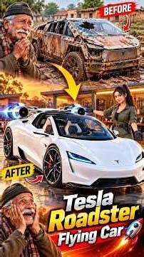 🚙Rusty Tesla Cybertruck Ko Restoration Karke Flying Tesla Roadster banaya! 😱#shorts #teslaroadster