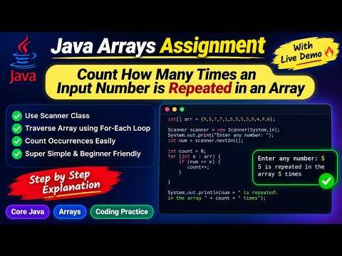 351. Assignment - Printing the times,input number is repeated in array in Java (Selenium Java 2026)