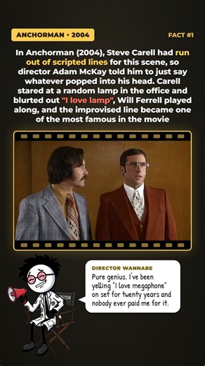 Steve Carell ran out of lines, so he said THIS in Anchorman (2004)