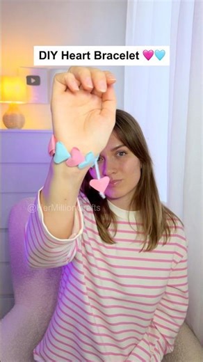 DIY Hearts Paper Bracelet 💖 Valentine’s Day Gift for Your Bestie #diy #craft #cute #viral #trending