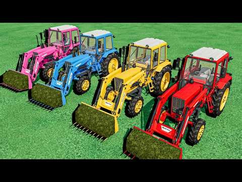 Mini Tractors With COLORS - Farming Simulator 22 : Tractor Front Loader SHOW !